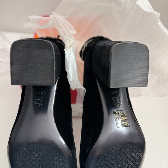 Tory Burch Josephine Velvet Pump Rhinestone Bow, Black, Size 10.5 - Picture 4 of 11